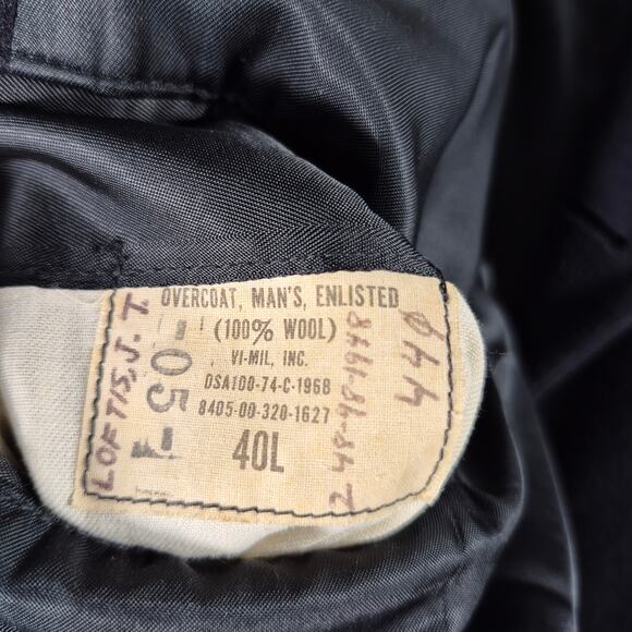 Viking Military Black Wool Double Breasted Enlisted Men's Vintage 1968 Overcoat - Picture 6 of 6